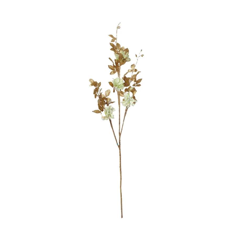 Rose On Stem With Branch Green